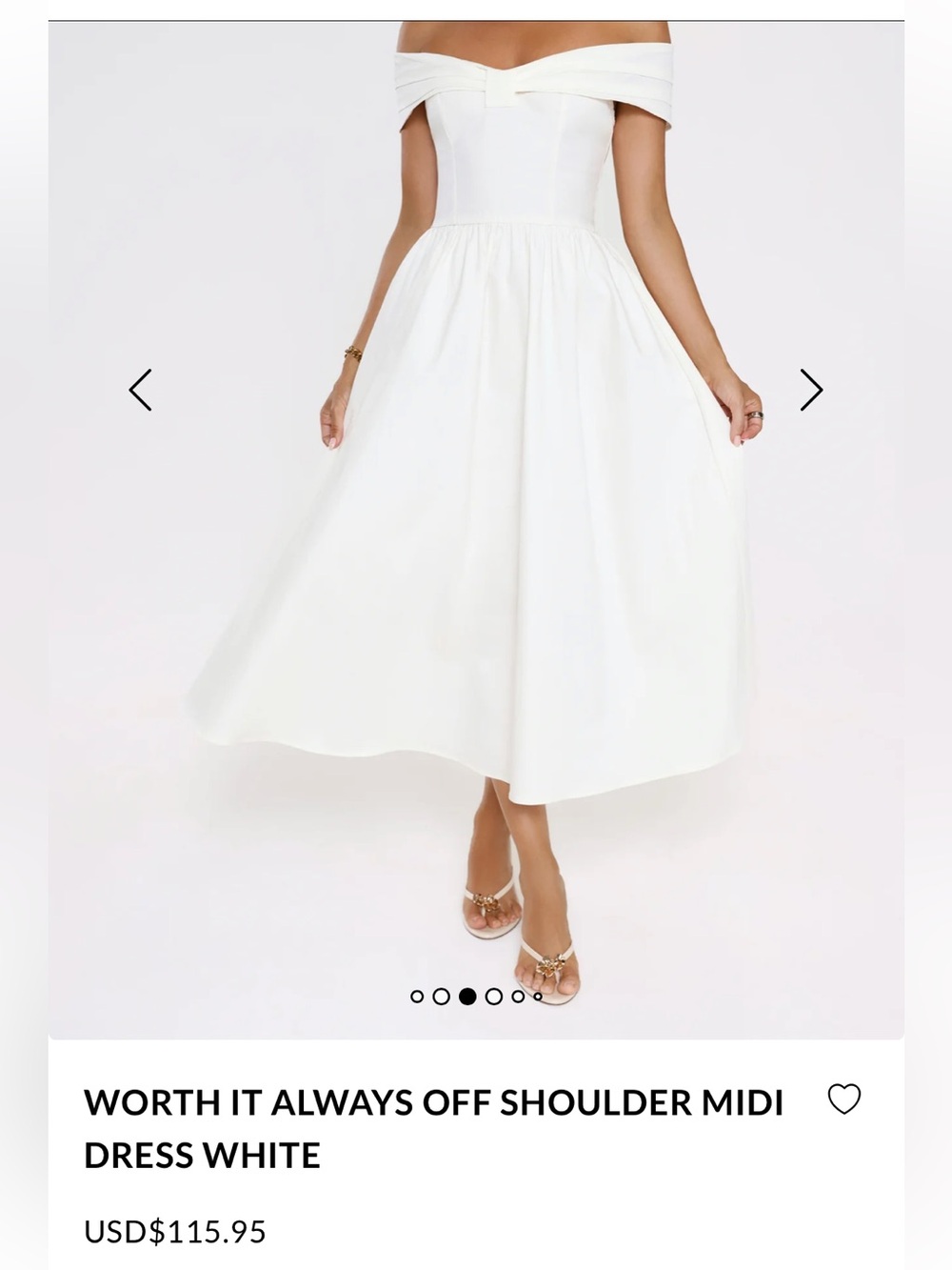 Hello Molly Off-Shoulder White Midi Dress